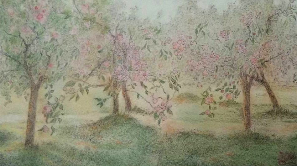 «У саду» із циклу «Україна». 2016. Папір, акварель